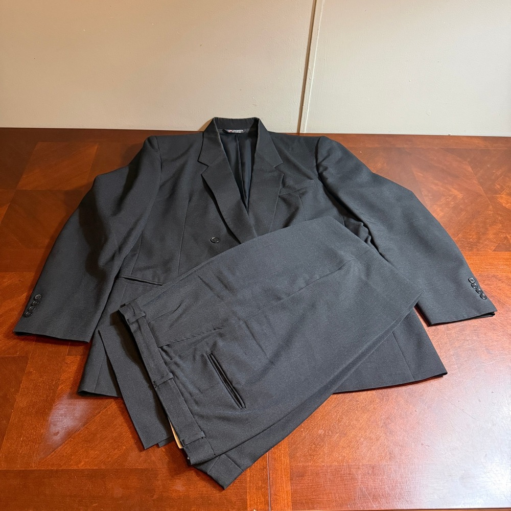 Raffinati Vintage Two Piece Suit Charcoal Black Double Breasted‎ Pleated Mens